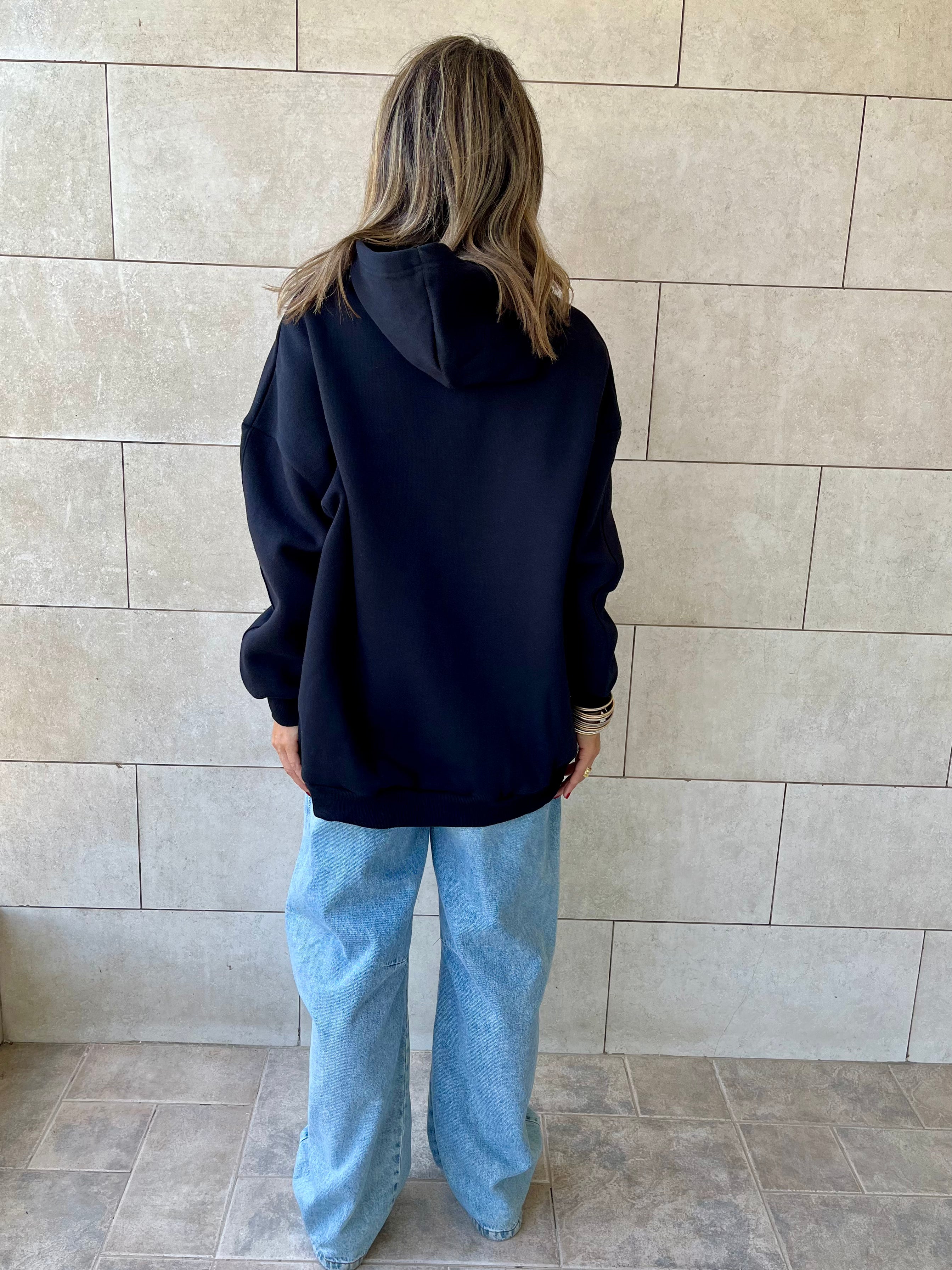 Black Oversized Essential Hoodie