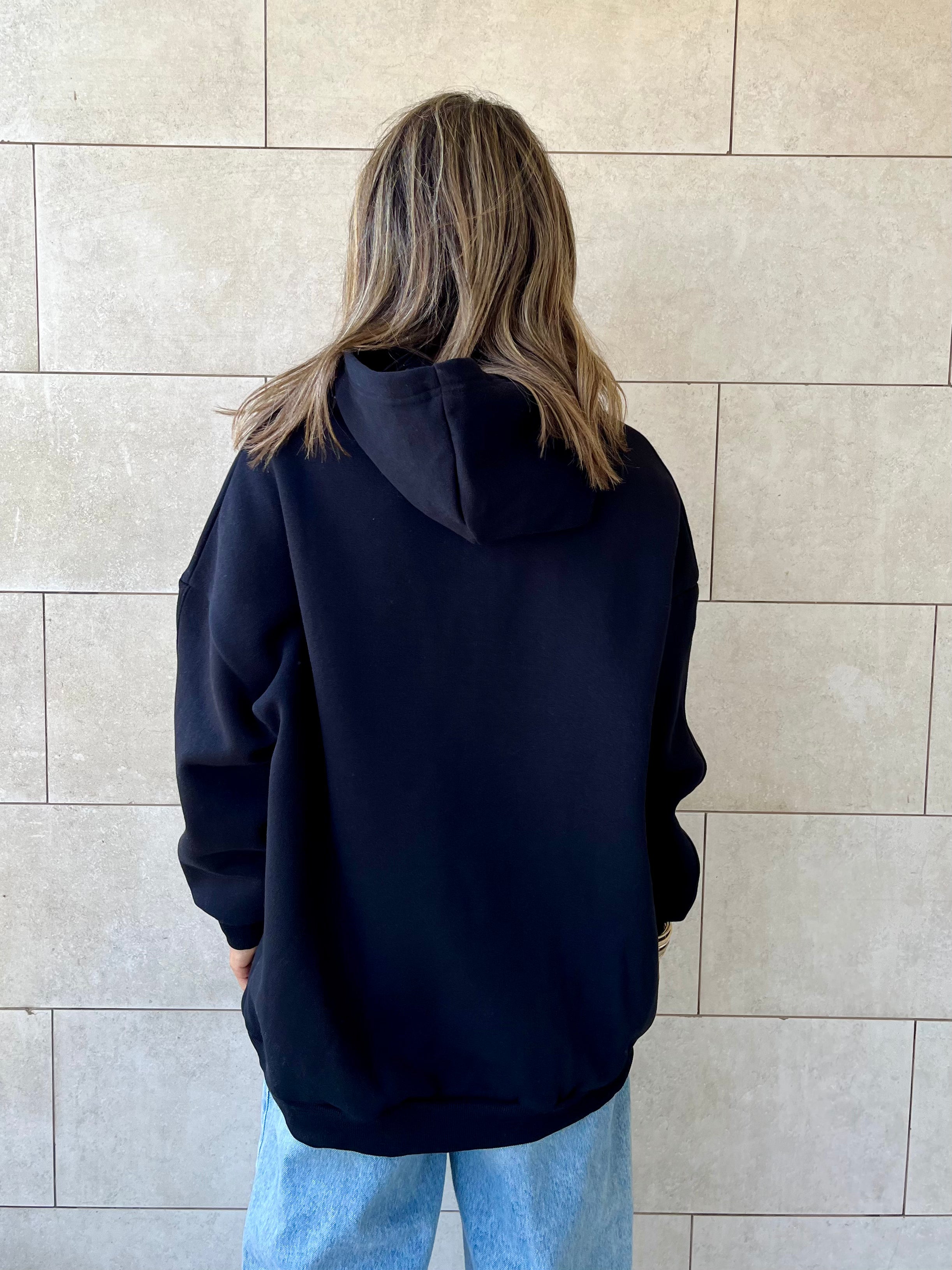 Black Oversized Essential Hoodie