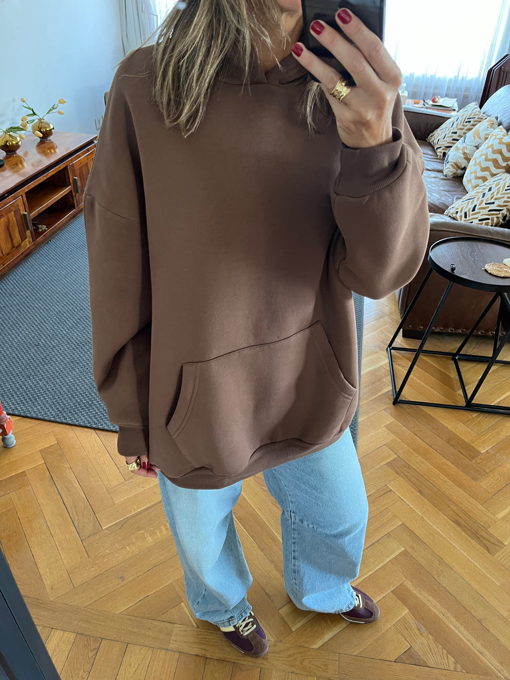 Brown Oversized Essential Hoodie