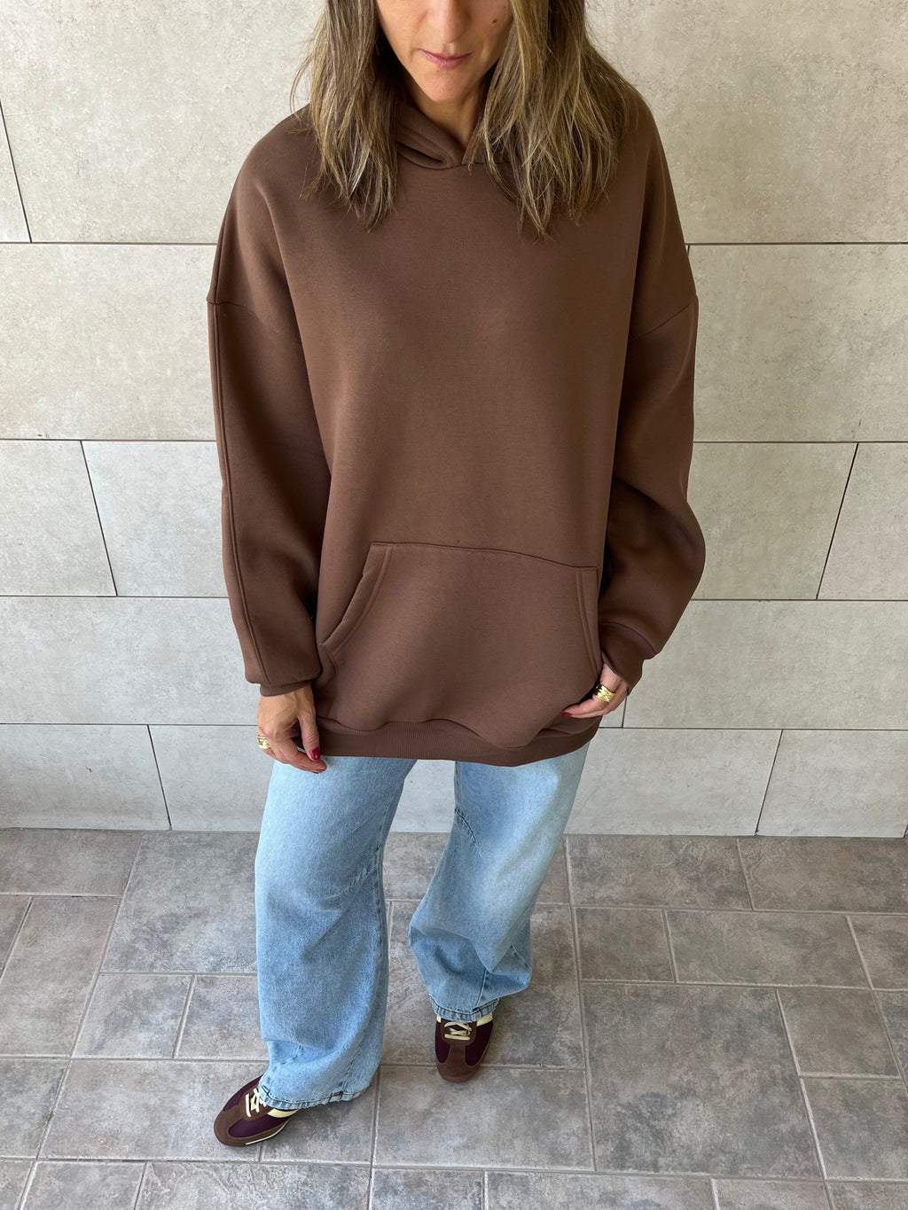 Brown Oversized Essential Hoodie
