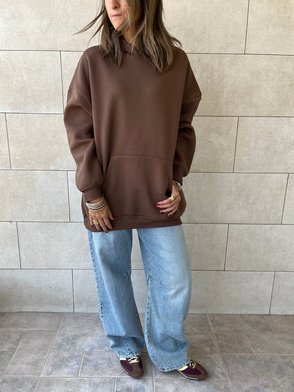 Brown Oversized Essential Hoodie