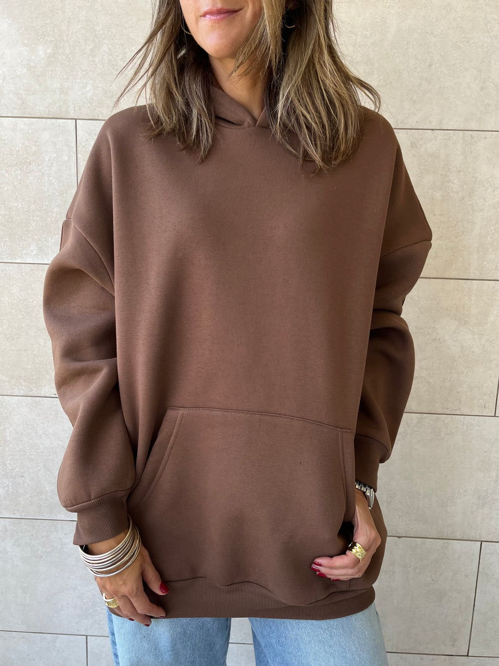 Brown Oversized Essential Hoodie