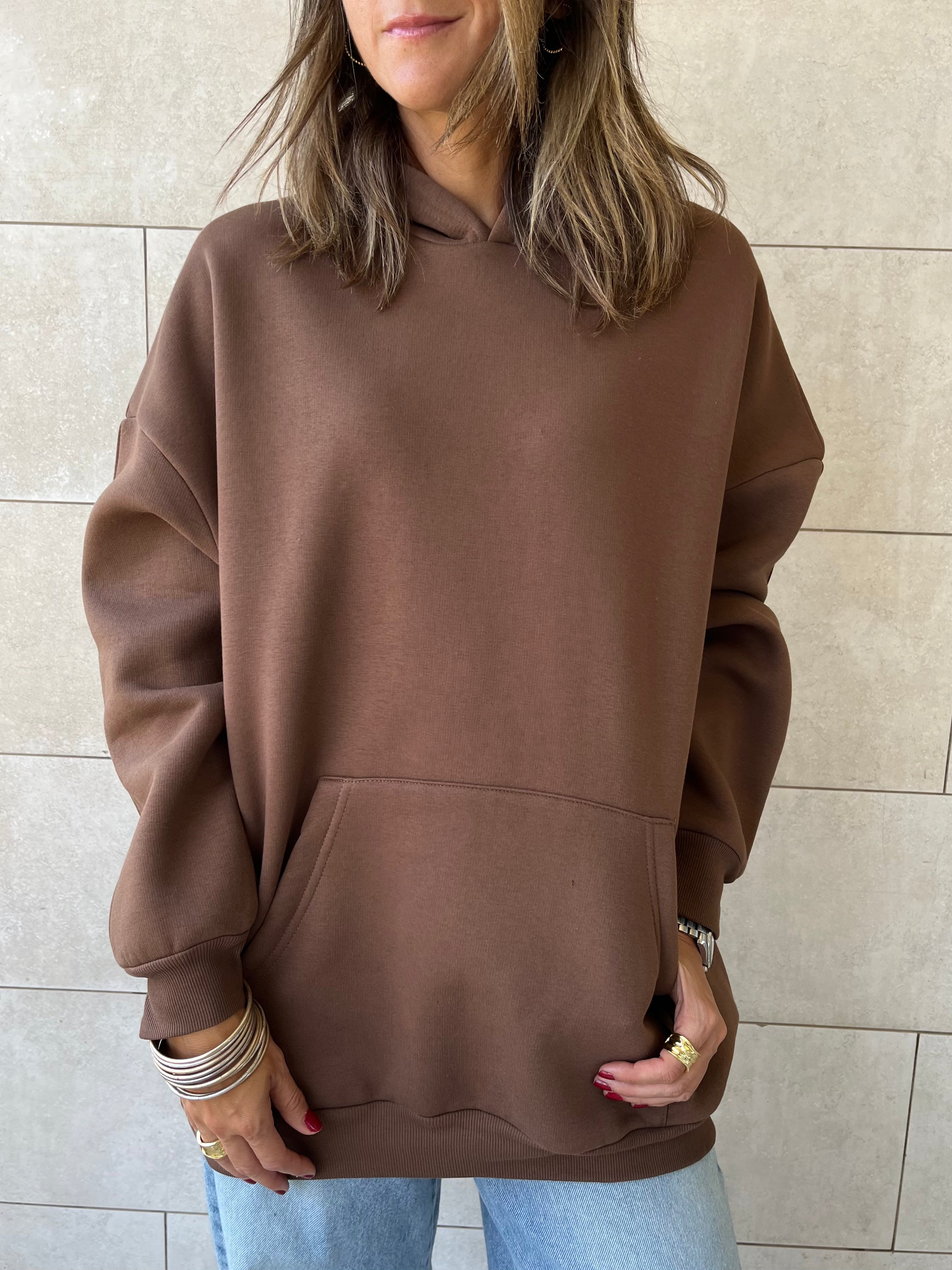 Brown Oversized Essential Hoodie