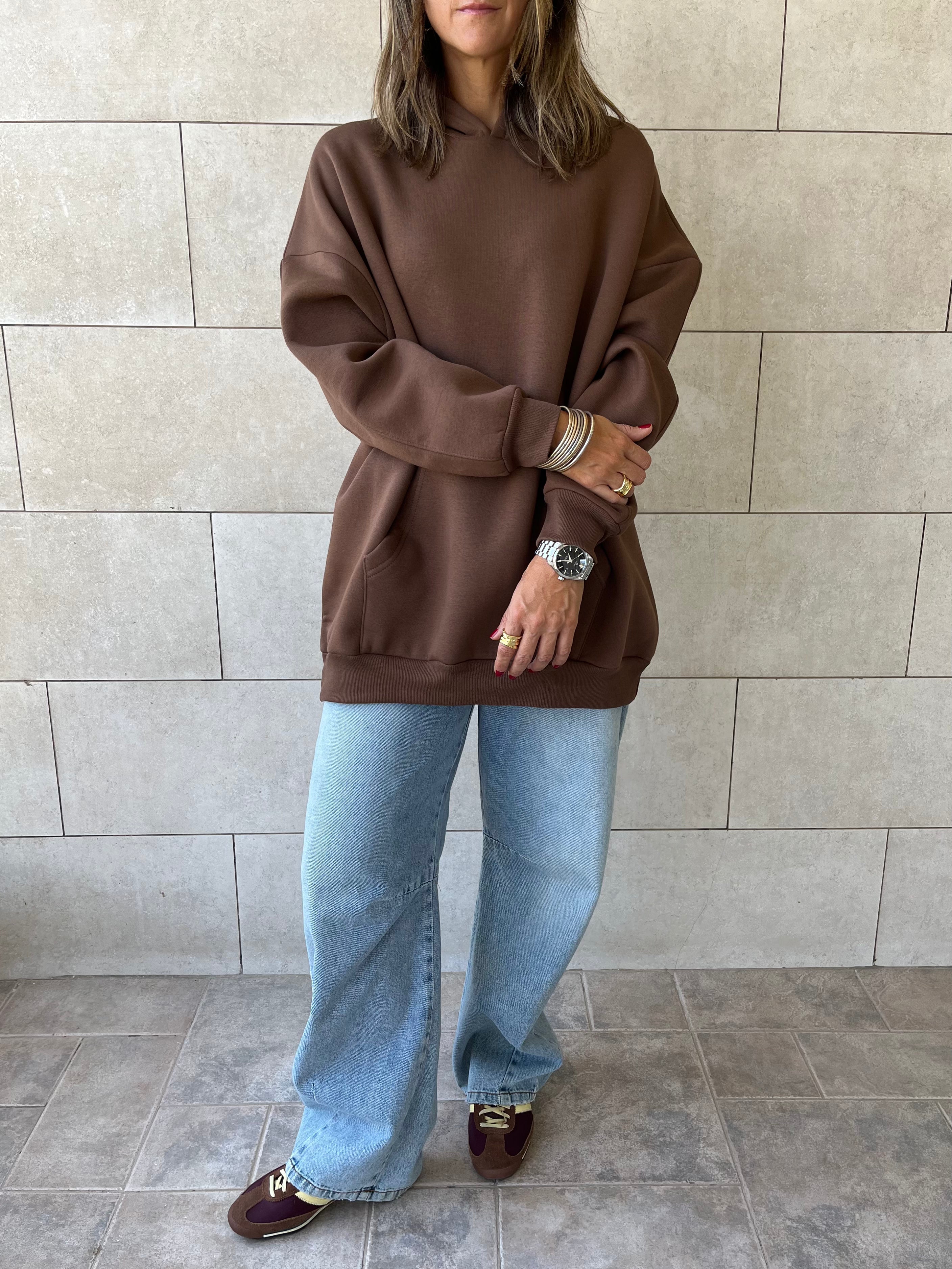 Brown Oversized Essential Hoodie