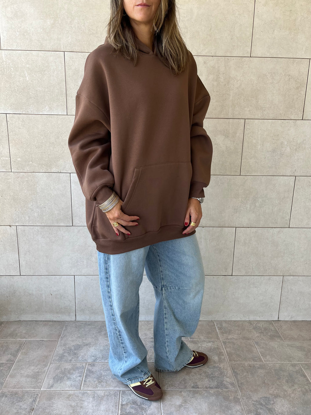 Brown Oversized Essential Hoodie