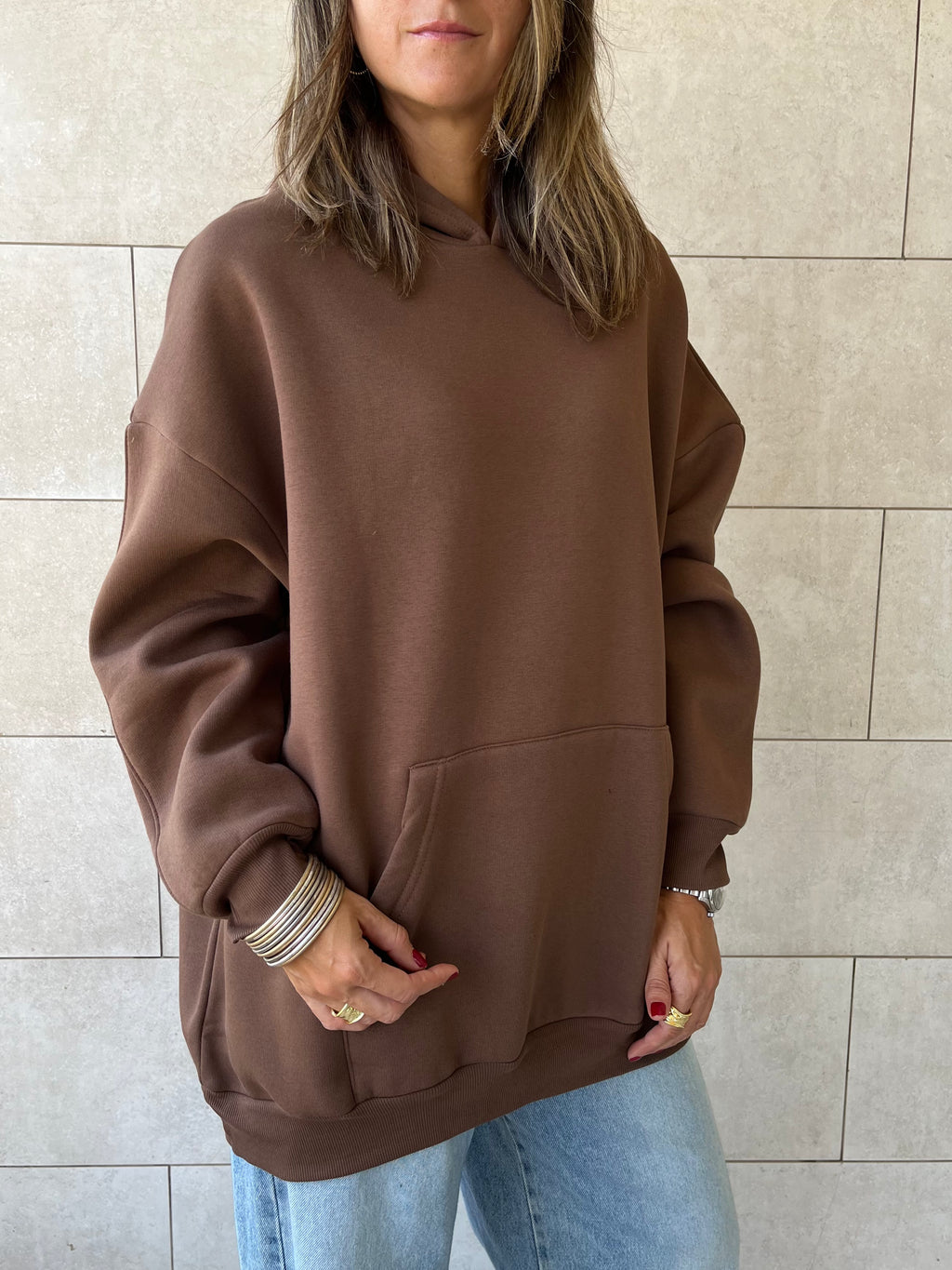 Brown Oversized Essential Hoodie