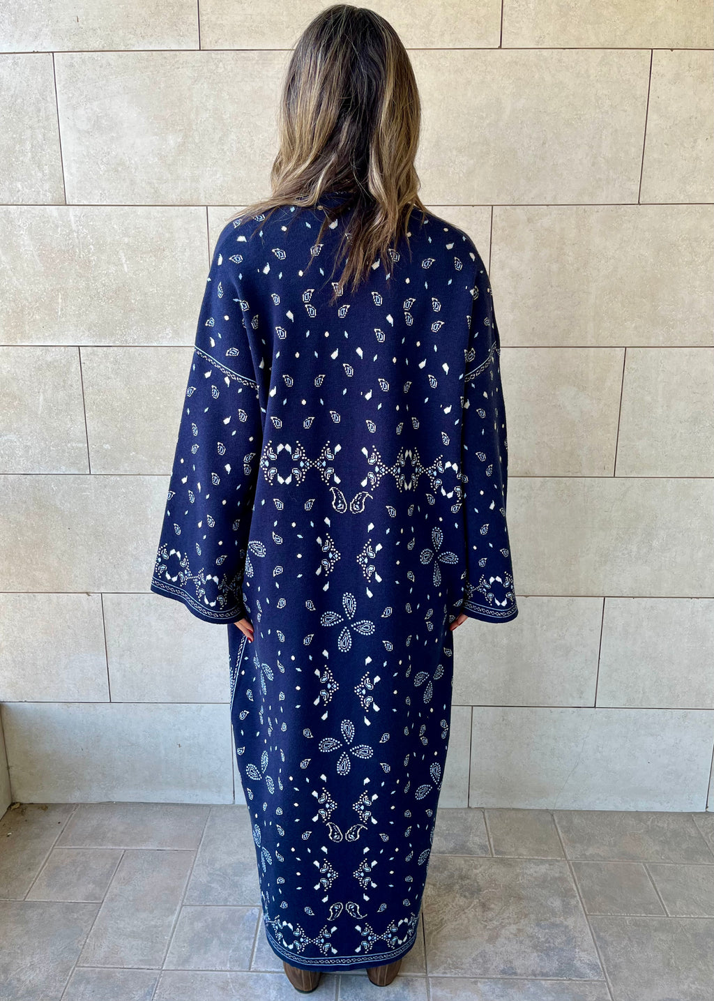 Navy Cult-Favorite Knit Bandana Kimono