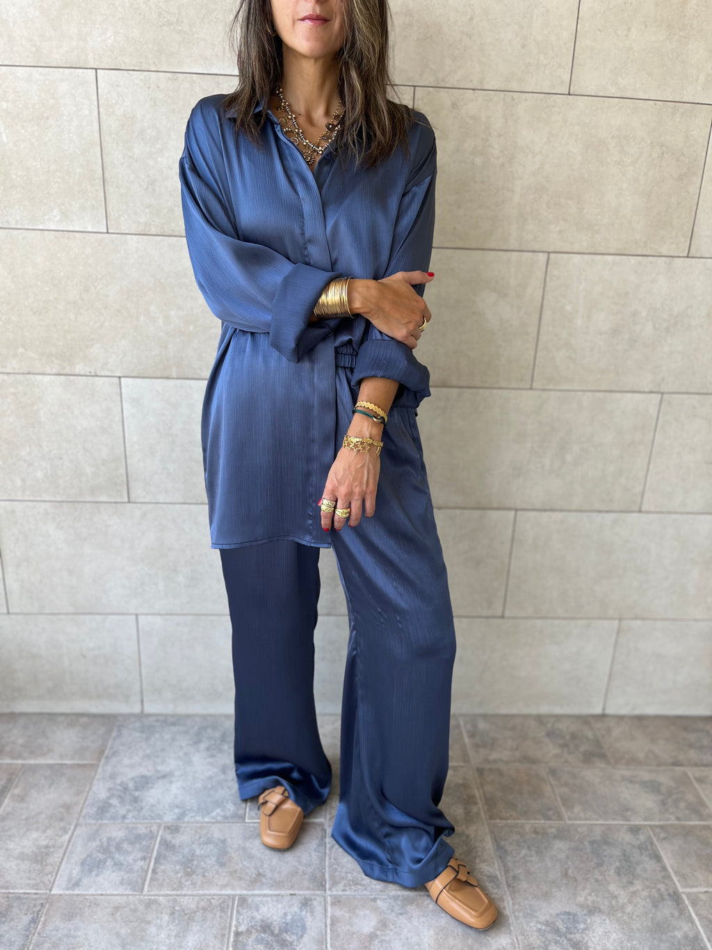 Navy Satin Eclipse Set