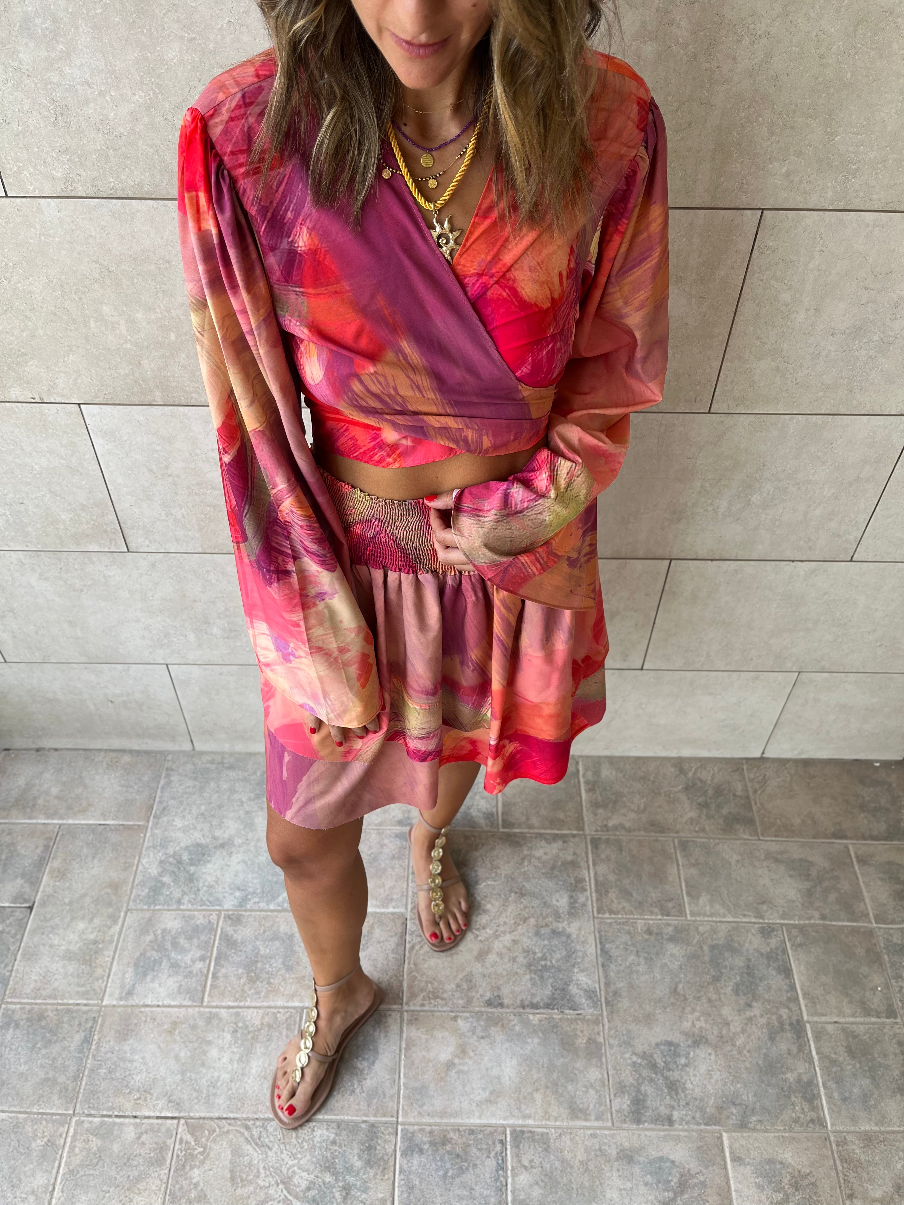 Colorful Wrap Around Top