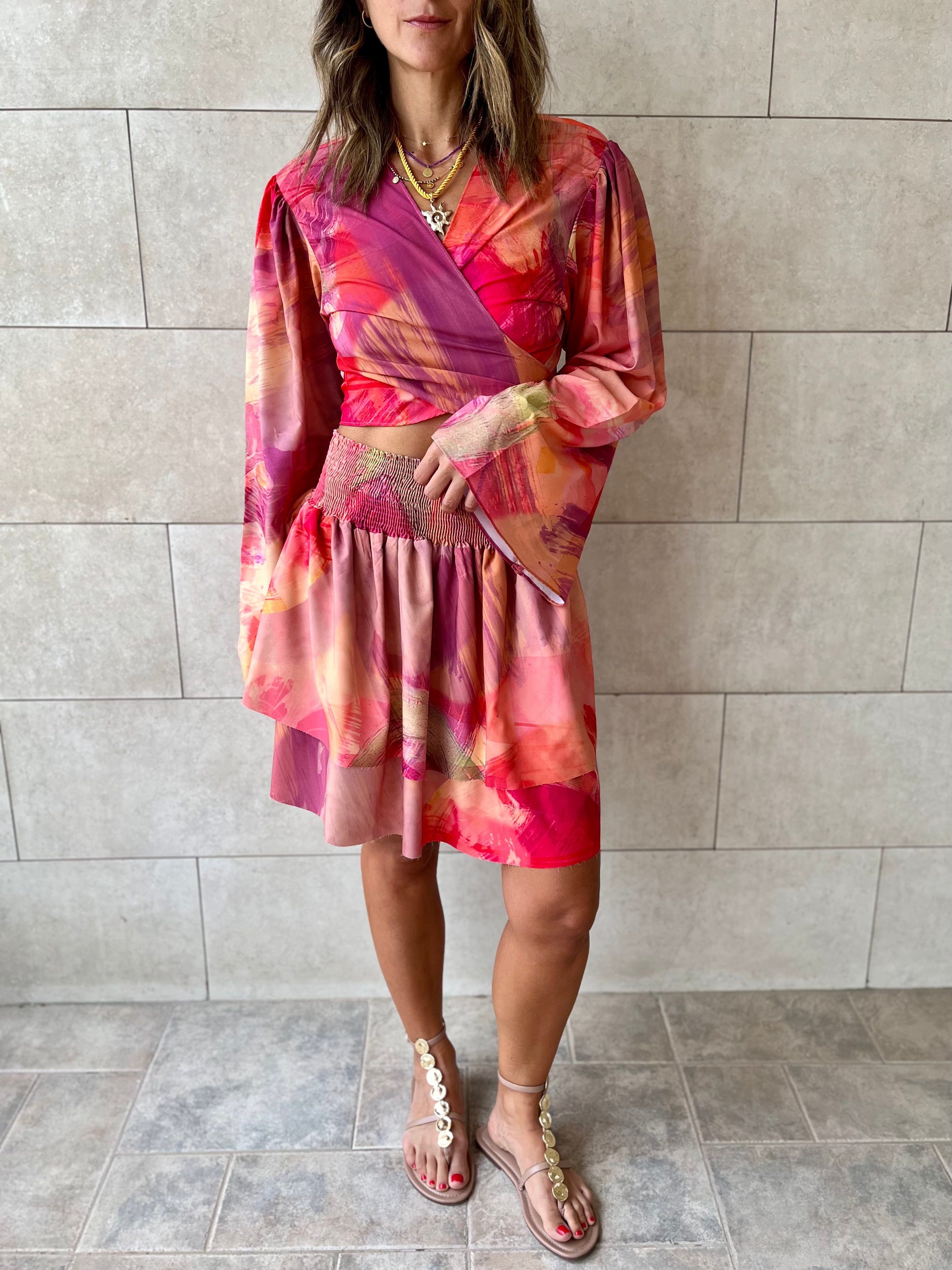 Colorful Wrap Around Top