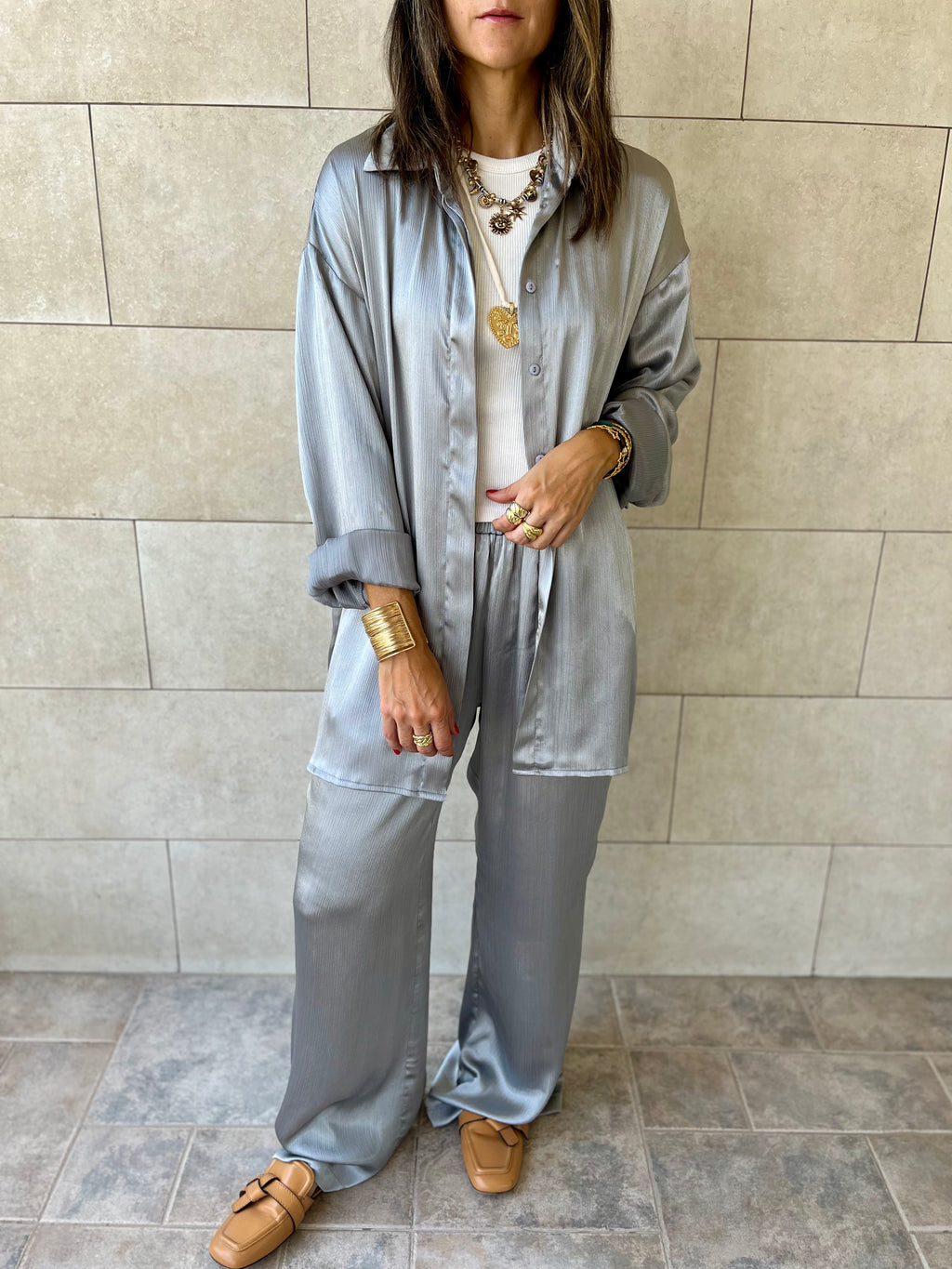 Silver Satin Eclipse Set