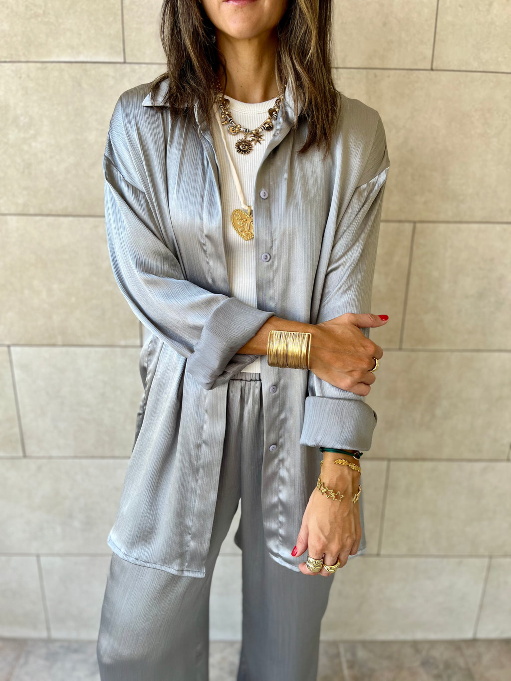 Silver Satin Eclipse Set