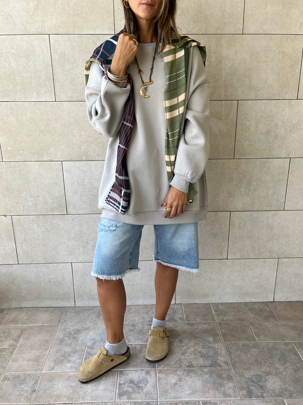 Grey Oversized Essential Sweatshirt