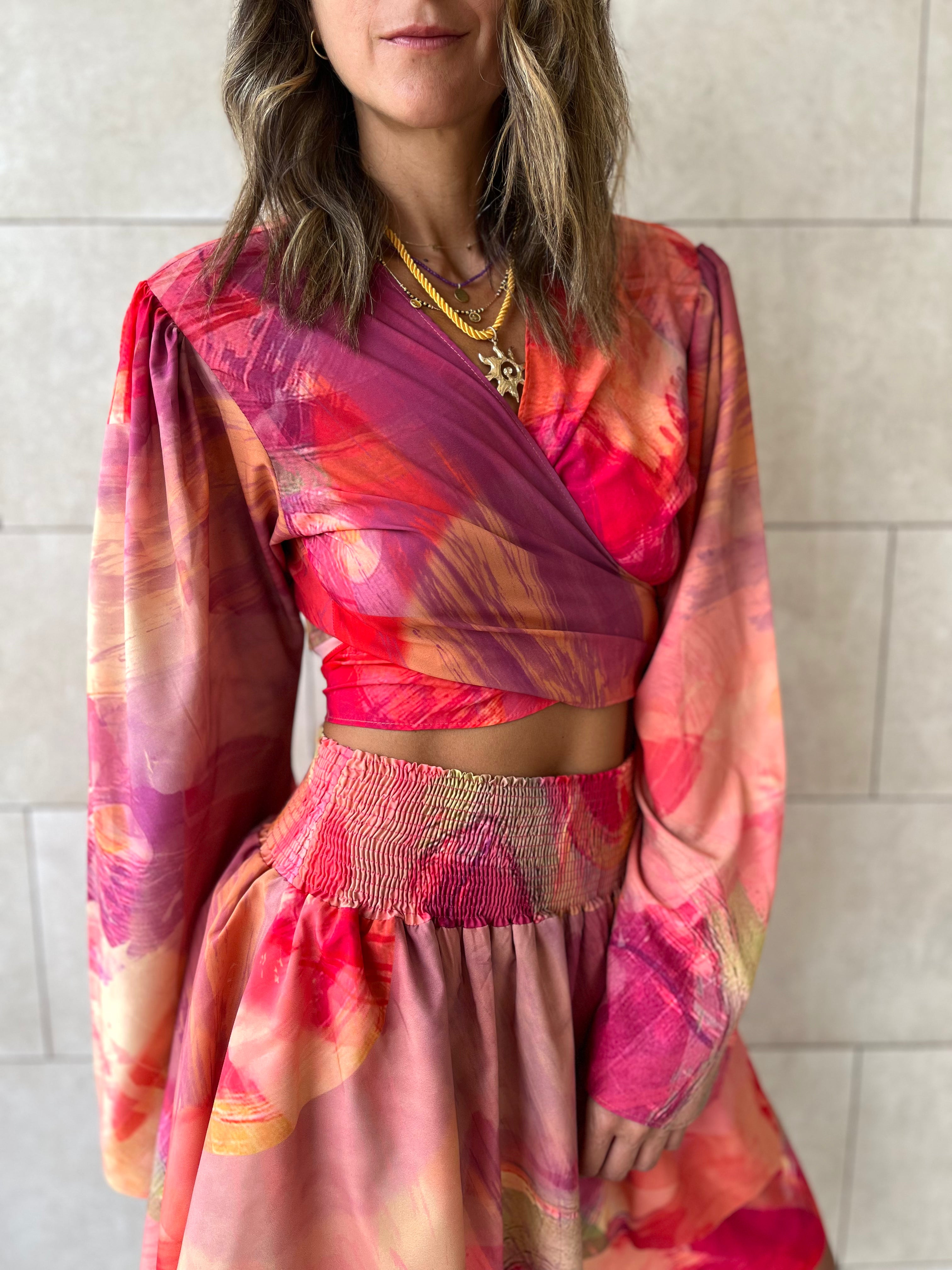 Colorful Wrap Around Top