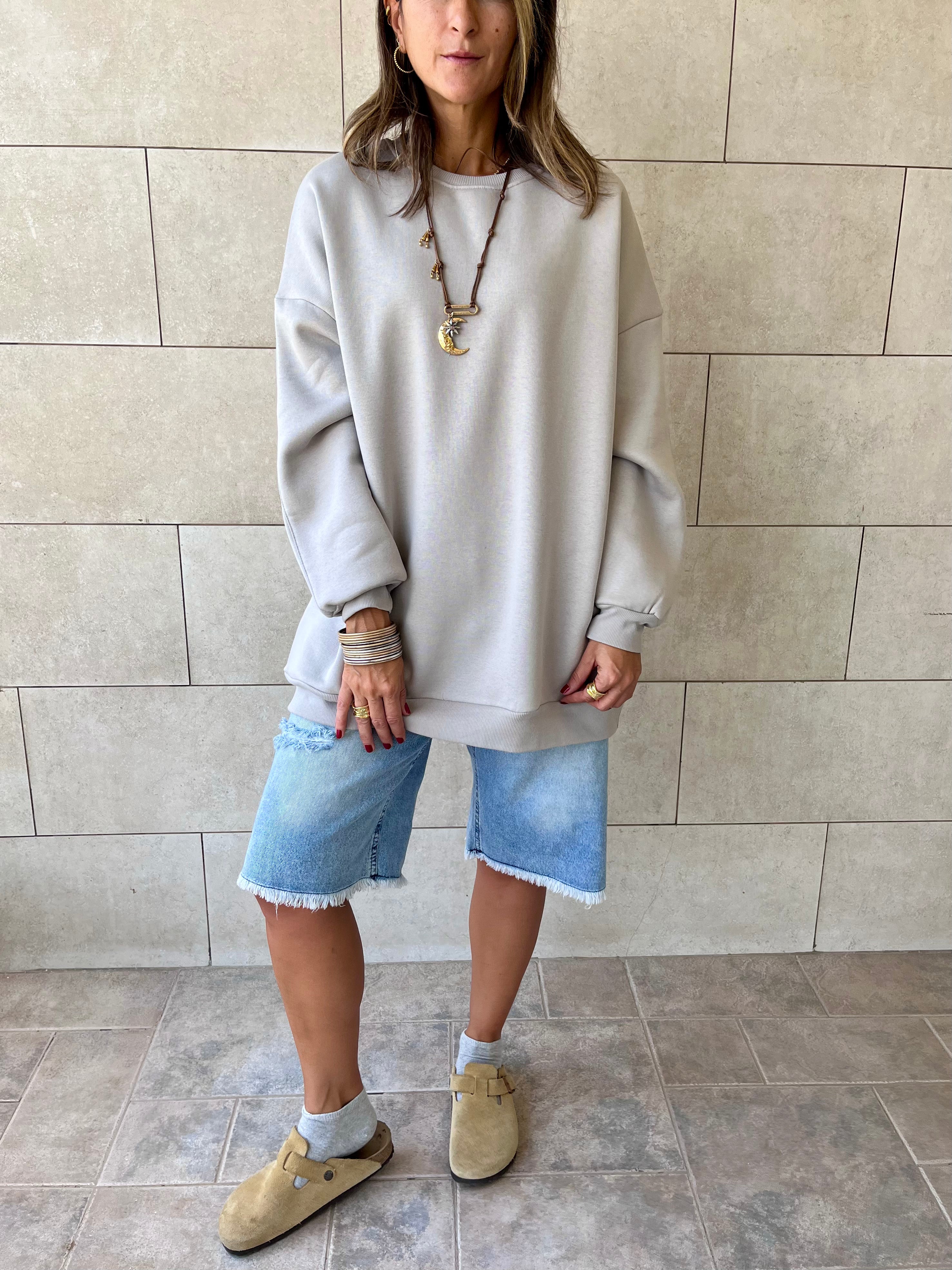 Grey Oversized Essential Sweatshirt