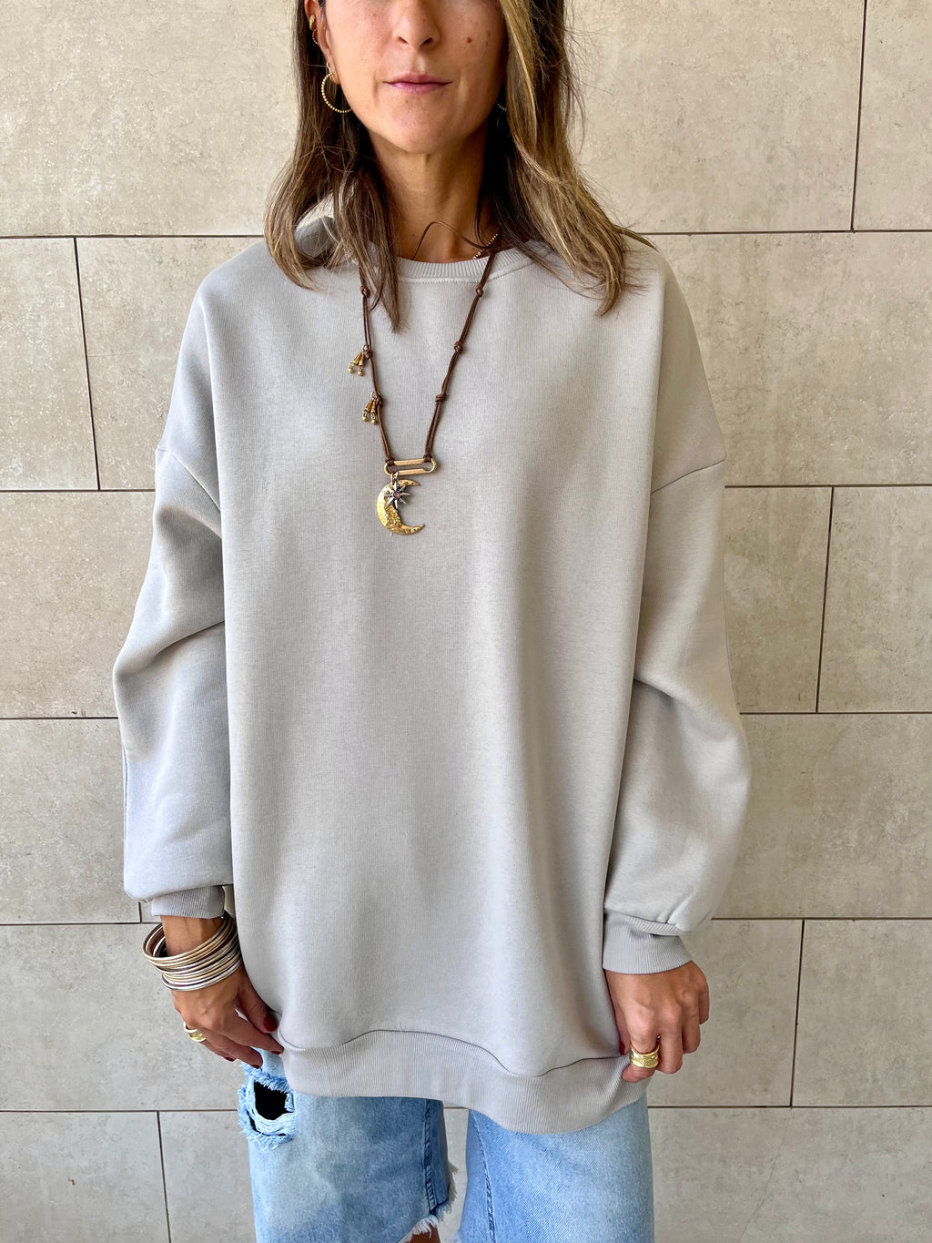 Grey Oversized Essential Sweatshirt