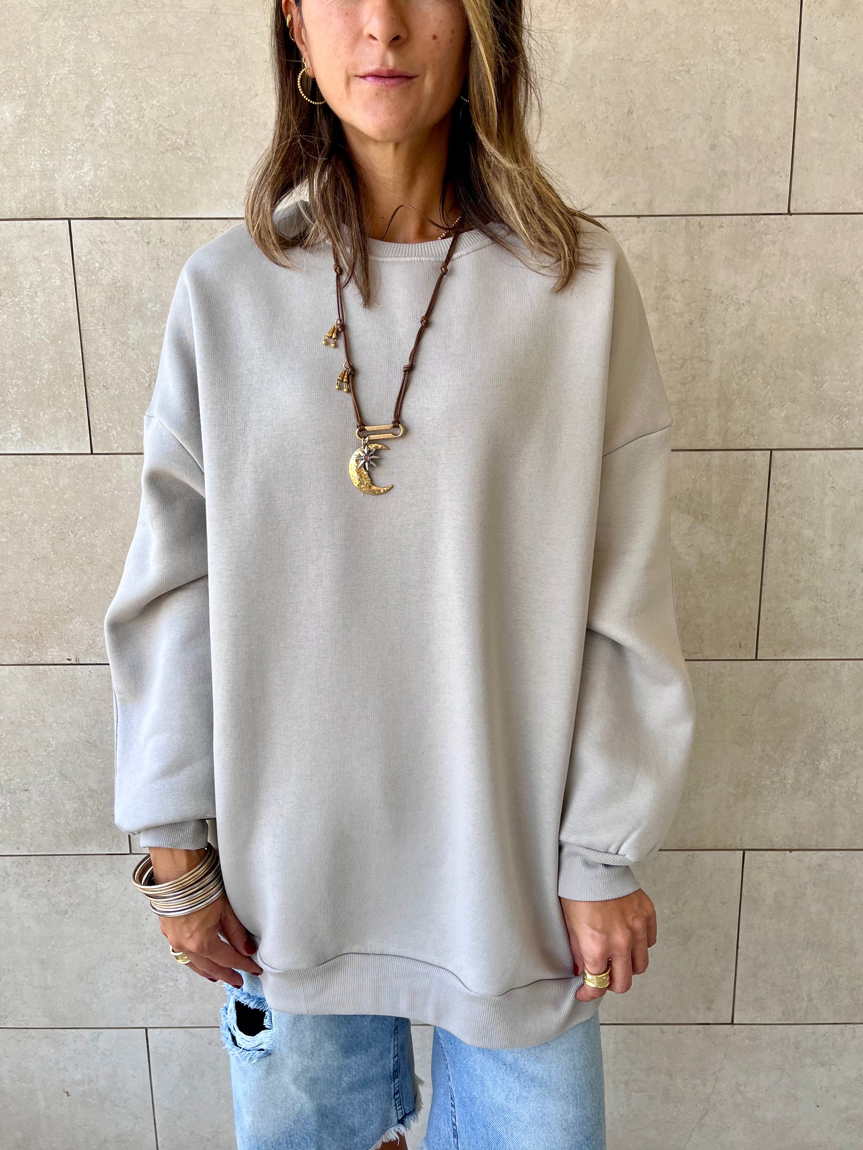 Grey Oversized Essential Sweatshirt