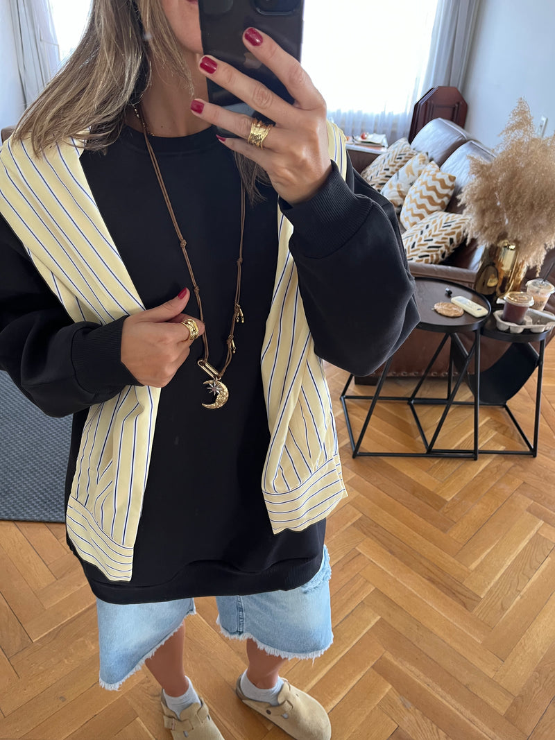 Black Oversized Essential Sweatshirt