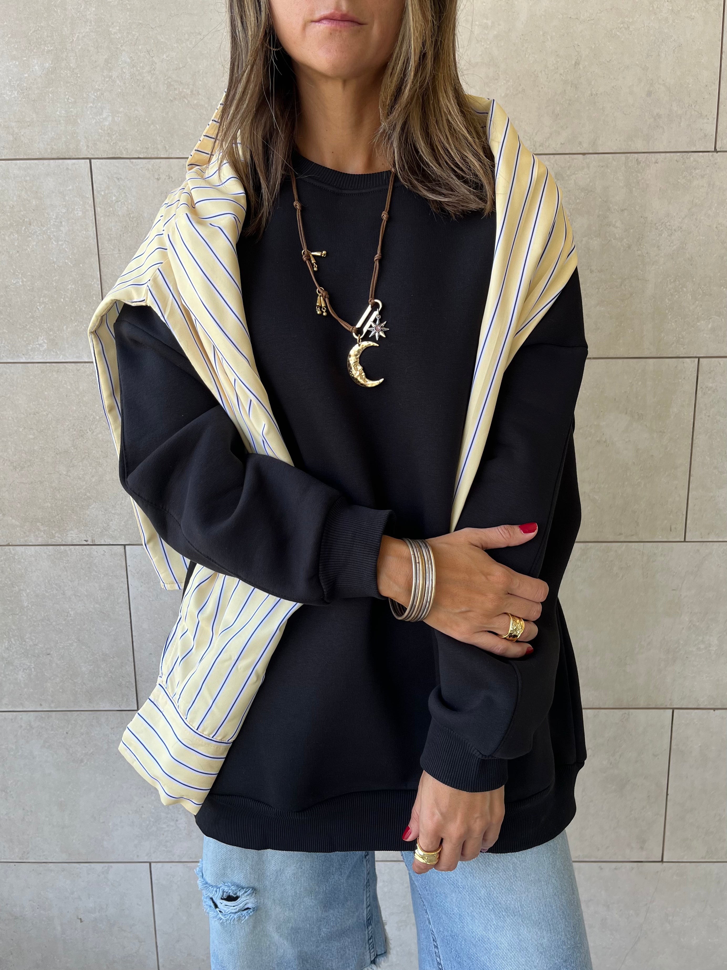 Black Oversized Essential Sweatshirt