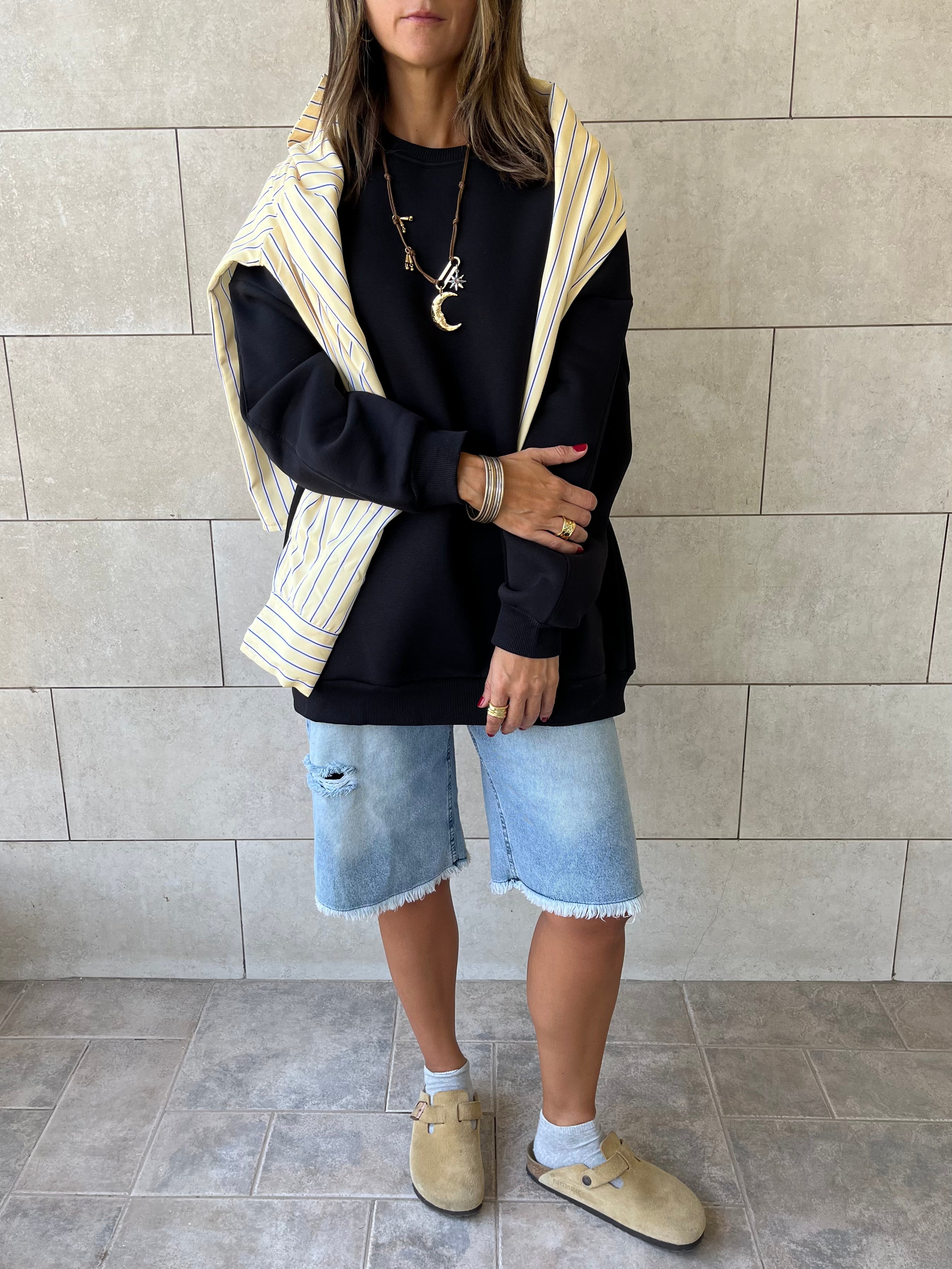 Black Oversized Essential Sweatshirt