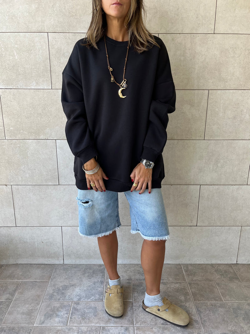 Black Oversized Essential Sweatshirt