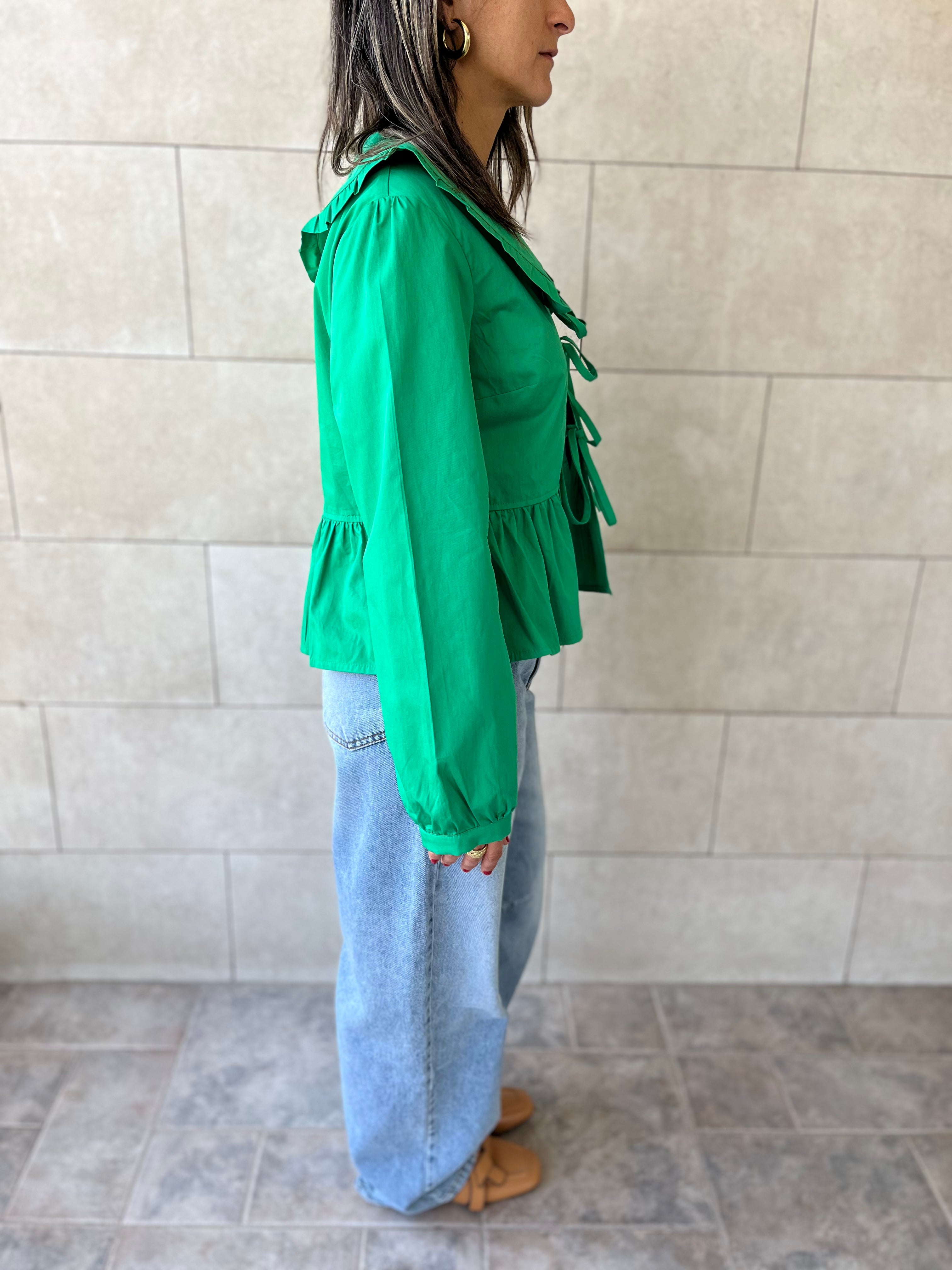 Green Peter Pan Tie Top