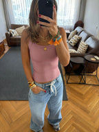 Blush 130 Ribbed Square Neck Top
