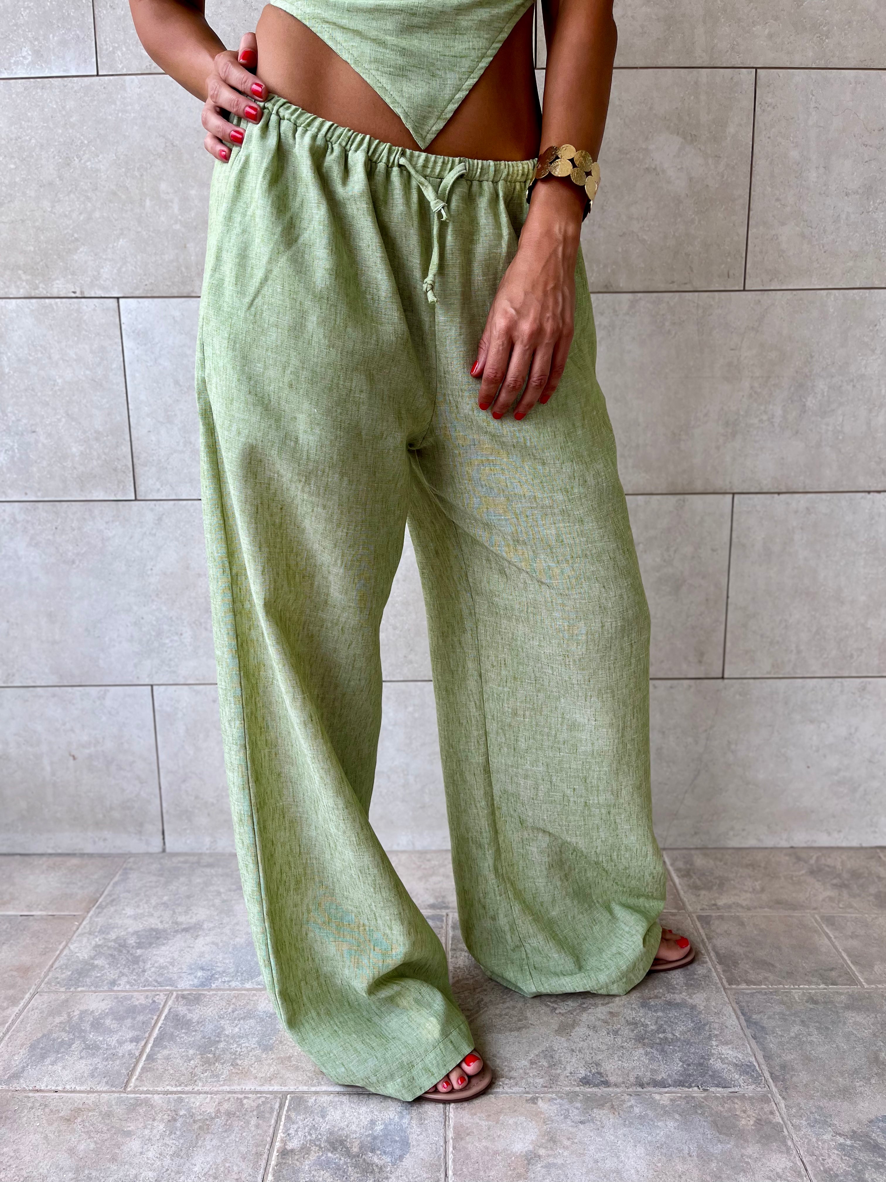 Pistachio Rope Linen Sahara Pants