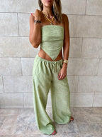 Pistachio Rope Linen Sahara Pants
