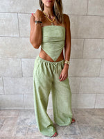 Pistachio Rope Linen Sahara Pants