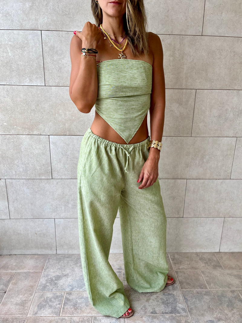 Pistachio Rope Linen Sahara Pants