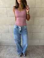 Blush 130 Ribbed Square Neck Top