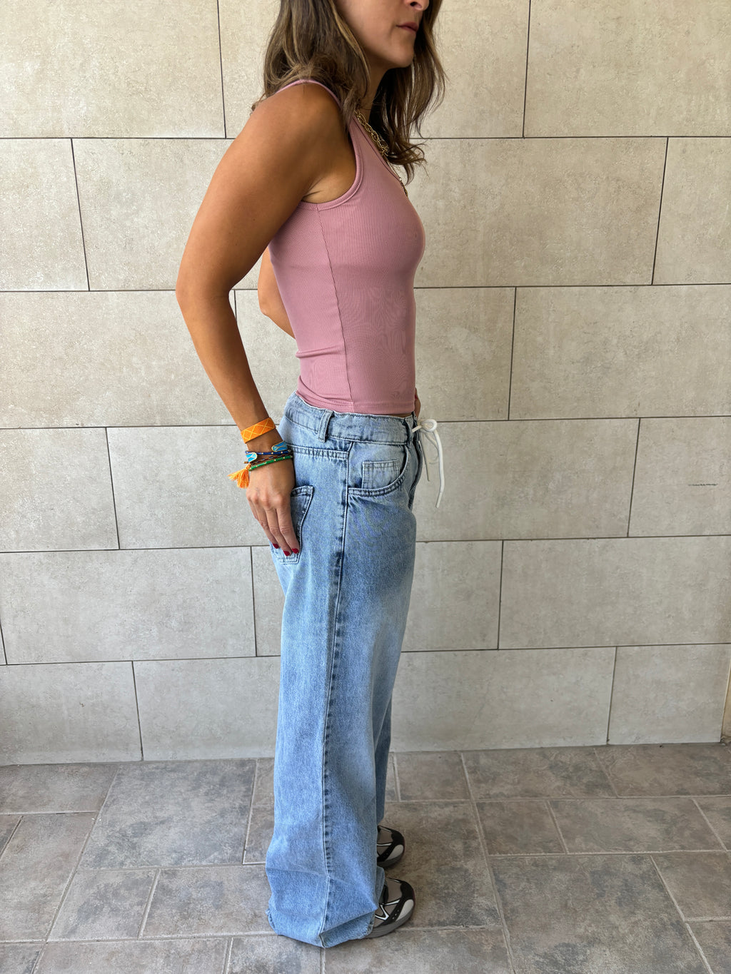 Blush 130 Ribbed Square Neck Top