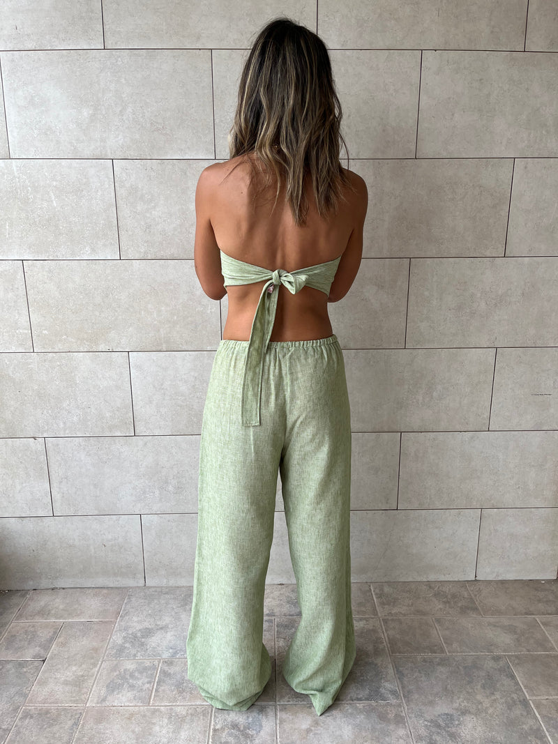 Pistachio Rope Linen Sahara Pants