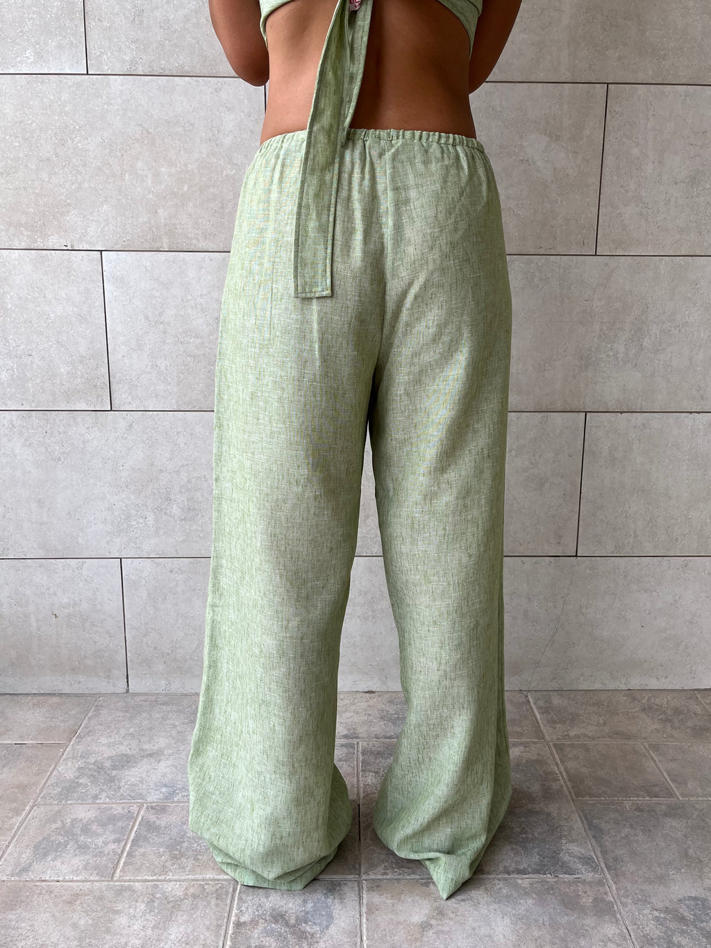 Pistachio Rope Linen Sahara Pants