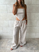 Beige Rope Linen Sahara Pants