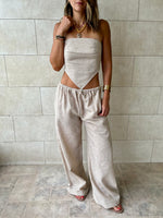 Beige Rope Linen Sahara Pants