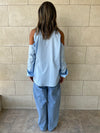 Baby Blue Cut Out Shoulder Shirt