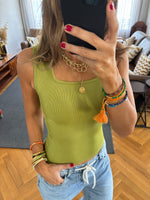 Lime 130 Ribbed Square Neck Top