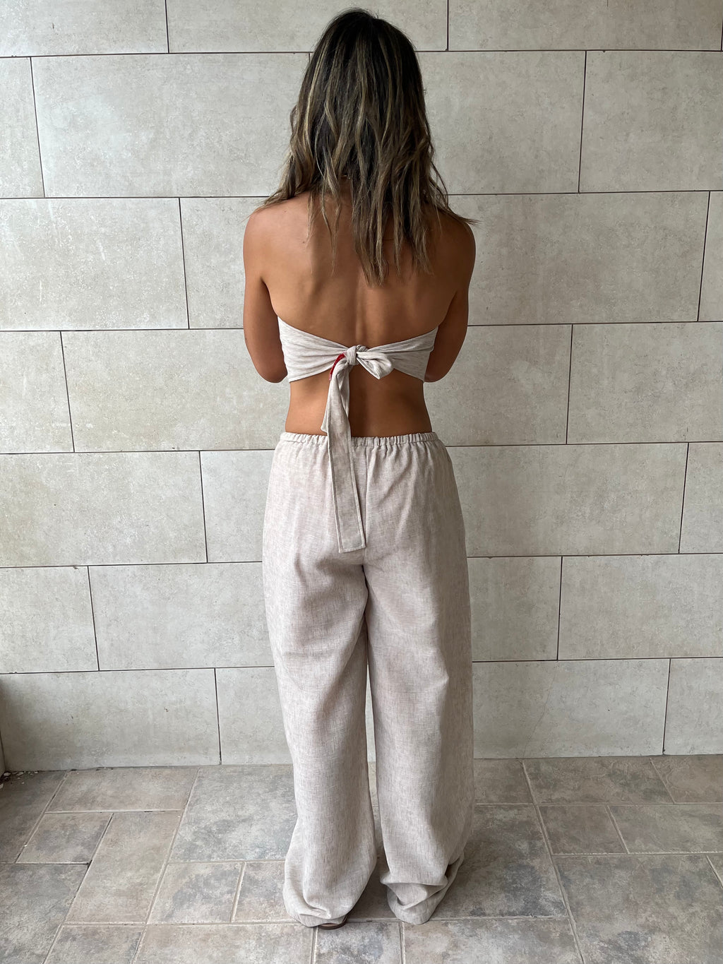 Beige Rope Linen Sahara Pants