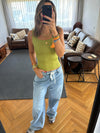 Lime 130 Ribbed Square Neck Top