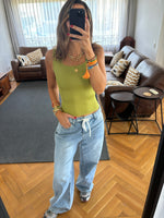 Lime 130 Ribbed Square Neck Top