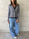 Grey Contour Buttoned Cardigan