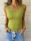 Lime 130 Ribbed Square Neck Top