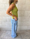 Lime 130 Ribbed Square Neck Top