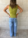Lime 130 Ribbed Square Neck Top