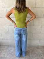 Lime 130 Ribbed Square Neck Top