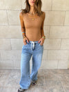 Cafe 130 Ribbed Square Neck Top