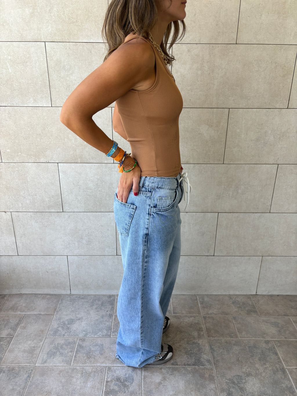 Cafe 130 Ribbed Square Neck Top