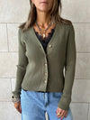 Olive Contour Buttoned Cardigan